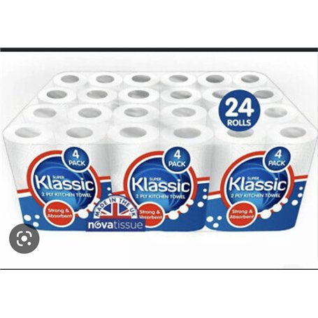 24 rouleaux d'essuie-tout Klassic | Fabriqué au Royaume-Uni