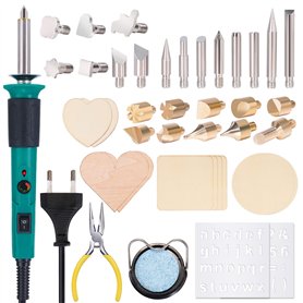 YIHUA 930-IV Outil de stylo pyrogravure Kit de stylo à bois avec 26 embouts de combustion du bois 2 bois de pyrogravure 1 pince(