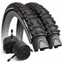 Fincci Pneus Réfléchissant VTT 26 x 1.95 Pouces - Paire Pliable Tire Vélo 50-559 avec 2X Chambre à Air de Valve Schrader 48mm po