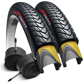 Fincci Paire de pneus pliables 700 x 35c 37-622 60 TPI avec protection en nylon et valve Presta Chambre à air 48 mm Cyclisme rou