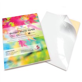 20 Feuilles de qualité Blanc brillant Autocollant A4/dos adhésif l'impression d'étiquettes Feuilles de papier