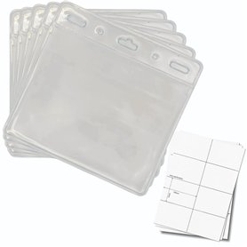 OfficeGear Lot de 50 porte-badges d'événement horizontaux à suspendre format A7 (150 x 74 mm) Plus inserts imprimables – Support