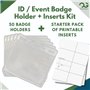 OfficeGear Lot de 50 porte-badges d'événement horizontaux à suspendre format A7 (150 x 74 mm) Plus inserts imprimables – Support