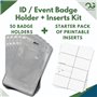 OfficeGear Lot de 50 porte-badges d'événement verticaux à suspendre de taille A7 (74 x 105 mm) Plus inserts imprimables – Suppor