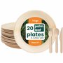 HAAGO 80 Pcs Vaisselle Jetable en Feuille de Palmier - Disposable Plates & Cutlery