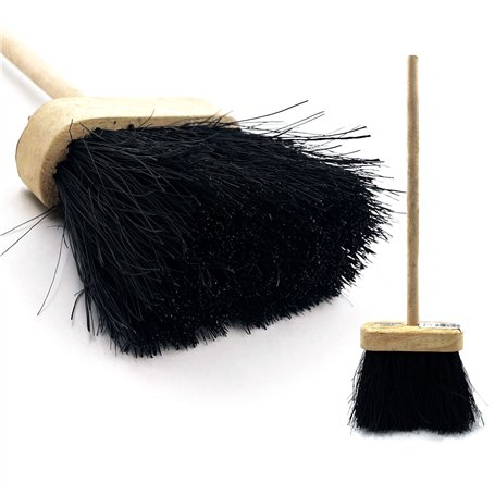 Newman and Cole Brosse de nettoyage compacte pour la cheminée et la maison avec poignée en bois et poils serrés et doux 36 cm