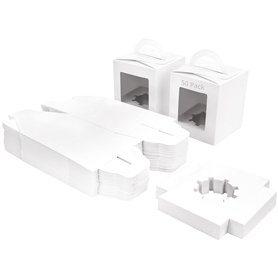 BELLE VOUS Lot de 50 Boite Papier Kraft Blanche avec Fenêtre et Poignée - Boite Gateau 9