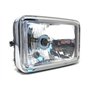 Alchemy Parts Phare de moto rectangulaire 12 V de style rétro en noir brillant | Marqué E/Homologué | Faisceau haut et bas avec