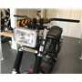 Alchemy Parts Phare de moto rectangulaire 12 V de style rétro en noir brillant | Marqué E/Homologué | Faisceau haut et bas avec 