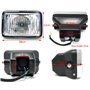 Alchemy Parts Phare de moto rectangulaire 12 V de style rétro en noir brillant | Marqué E/Homologué | Faisceau haut et bas avec 