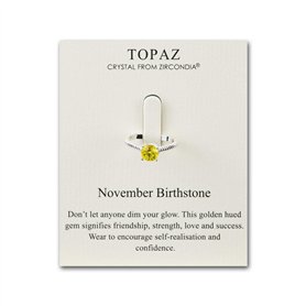 Philip Jones Bague de Naissance réglable de Novembre (Topaze) créée avec des Cristaux de Zircondia®