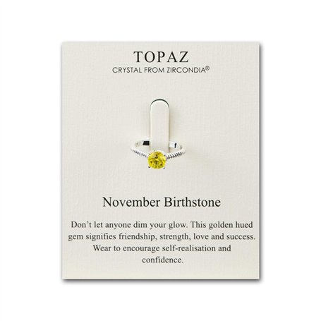 Philip Jones Bague de Naissance réglable de Novembre (Topaze) créée avec des Cristaux de Zircondia®