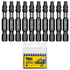10 x SabreCut SCTX2550_10 50 mm TX25 T25 Jeu d'embouts de tournevis à percussion à une extrémité Torx Heavy Duty avec boîte de r