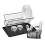 simplywire - Égouttoir Pliable - Égouttoir à Assiettes avec Porte-Couverts - Acier Enduit de Poudre Noire