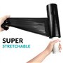 RelianceUK Lot de 2 rouleaux de film étirable noir étirable pour déménagement et emballage, auto-adhésif (400 mm x 150 mm)