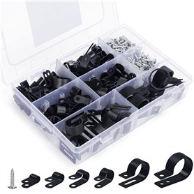 Belle Vous 271 Pièces Kit Collier de Serrage en Nylon de Type R - 6 Tailles - Collier Serrage Plastique Noir avec Vis de Montage