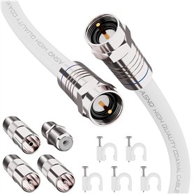 ASNQ Cable Coaxial TV RG6 - Cable Antenne TV 2m avec Connecteurs 75 OHM - Câble TV Numériquey