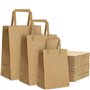 Lot de 25 grands sacs en papier kraft marron avec poignées - 30 x 25 x 12 cm - Idéal pour le déjeuner