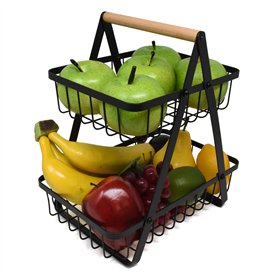 joeji's Kitchen Corbeille à fruits à 2 niveaux - Paniers en fil de fer - Panier de Rangement en Fil métallique Support de Fruits