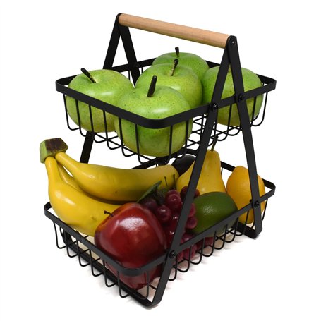 joeji's Kitchen Corbeille à fruits à 2 niveaux - Paniers en fil de fer - Panier de Rangement en Fil métallique Support de Fruits