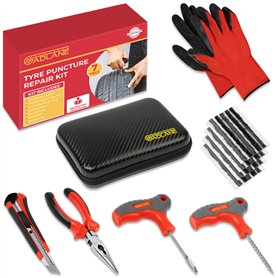 GADLANE Kit de réparation de pneus sans chambre à air – Kit de réparation de pneu plat de 7 pièces pour voiture