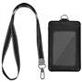 Porte Badge en Cuir PU Porte Carte D'Identité Vertical Cuir Porte-Carte avec Lanière pour Carte et Fenêtre Transparente Tour de