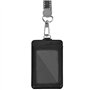 Porte Badge en Cuir PU Porte Carte D'Identité Vertical Cuir Porte-Carte avec Lanière pour Carte et Fenêtre Transparente Tour de 