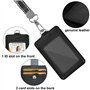 Porte Badge en Cuir PU Porte Carte D'Identité Vertical Cuir Porte-Carte avec Lanière pour Carte et Fenêtre Transparente Tour de 