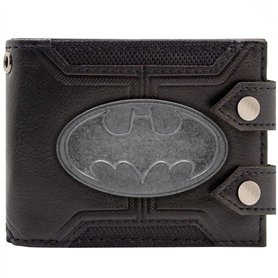 The Dark Knight Batman Costume Badge en Acier à Double Bouton Portefeuille Bi-Fold Porte-Carte d'Identité & Porte-Carte