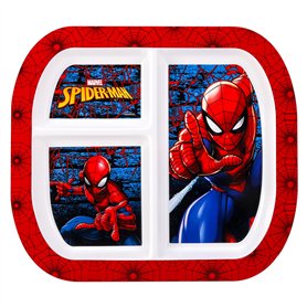 Zawadi Global Spiderman Assiette à déjeuner 3 sections réutilisables pour enfants et tout-petits