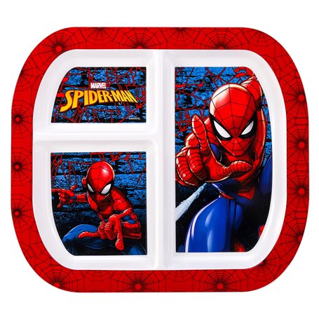 Zawadi Global Spiderman Assiette à déjeuner 3 sections réutilisables pour enfants et tout-petits