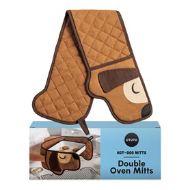 OTOTO Hot-Dog Gants de cuisine doubles mignons et amusants – Cadeaux pour les amateurs de chiens