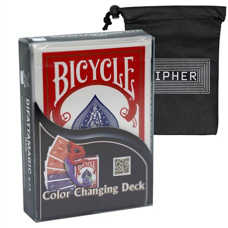 Deck de vélo changeant de couleur – Incroyable tour de magie pour débutant – Comprend un sac de cartes à jouer chiffré