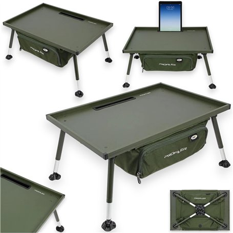 NGT Profiler Bivouac Grande table de pêche à la carpe avec pieds réglables + sac de rangement