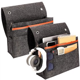 BELLE VOUS Lot de 2 Poches de Rangement de Chevet à Suspendre - Caddies en Feutre Avec 4 Poches pour Rails de Lit