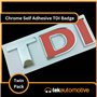 Tek Automotive Lot de 2 badges chromés TDI – Autocollants, de qualité supérieure, résistants aux intempéries, application facile