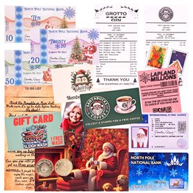 ASVP Shop Kit de preuve de portefeuille perdu du Père Noël – Ensemble magique de réveillon de Noël avec carte bancaire