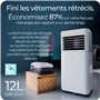 Avalla S-80 Climatiseur Portable; Déshumidificateur 12L, Classe Industrielle 1500W, 5000BTU, Couvre 34m³
