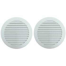 TEKLiNe 2 Grilles Ventilation Aération Plastique 120mm Encastré Rond Protection Insectes Système Air Maison Couleur Blanc