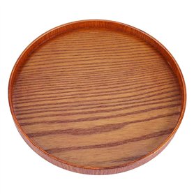 Plateau de service - Plateau de service rond en bois naturel Assiette en bois Thé Serveur de nourriture Plats Plateau de boisson