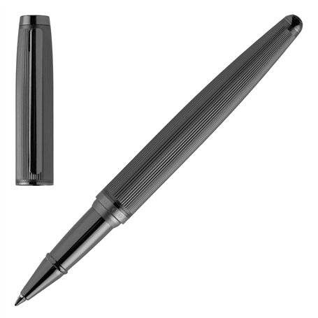 BOSS HUGO Stylo roller BLAZE gun. Stylo équilibré moderne à engravé rayé avec placage en bronze mat et contraste brillant. Exist