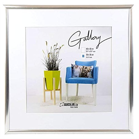 Cadre Photo 40x40 cm en plastique avec verre minéral - Décoration murale - Gallery - Argent