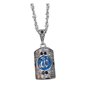 Religion Musulmane Joli Pendentif Bijou Allah en Argent Jawshan de Supplication Bleu avec Chaîne également en Argent PA06