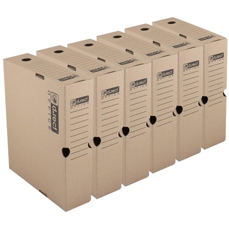 D.RECT Lot de 6 Boîtes d’Archivage 80 mm - Carton Ondulé 3 Couches 390 g/m²