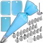 Retoo Lot de 33 Poches à Douille réutilisables avec 24 Douilles en Acier Inoxydable et 3 spatules à crème en Silicone pour décor