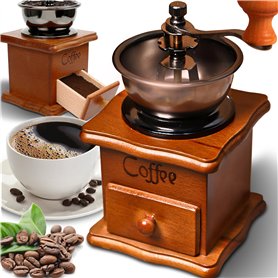 Retoo Moulin àcafé manuel vintage en bois vieilli avec réglage de l'engrenage réglable pour la maison le bureau et les voyages M