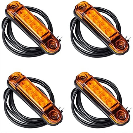 Web Truck Lot de 4 feux de position fins - Orange - 12/24 V - Feux de position fins - Pour voiture