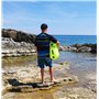 OPENWATER Bouée de natation gonflable XL - grande bouée de sécurité avec une poche pour les choses 28L vert fluo