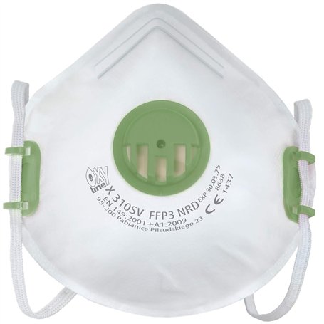 Oxyline 10x X310SV FFP3 NR D demi-masque respiratoire anti-poussière jetable avec valve
