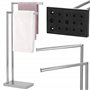 SPRINGOS Porte-serviettes autoportant à 2 barres, en métal, 80 cm de haut, pour serviettes et serviettes de bain, pied carré sta